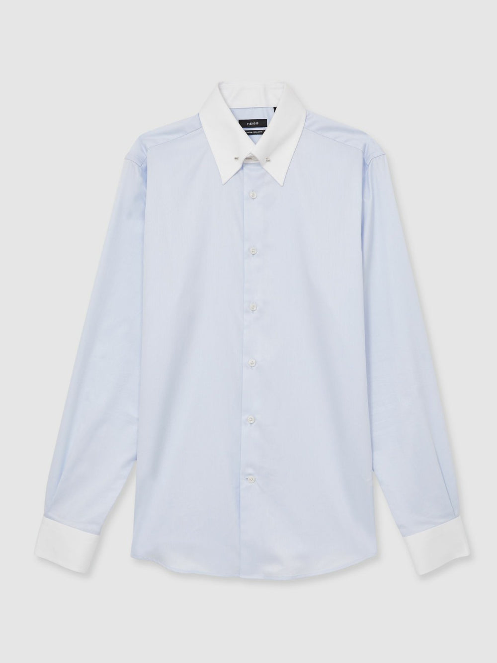 Regular-Fit Cotton Pin-Collar Shirt Contrast S Blue | Men