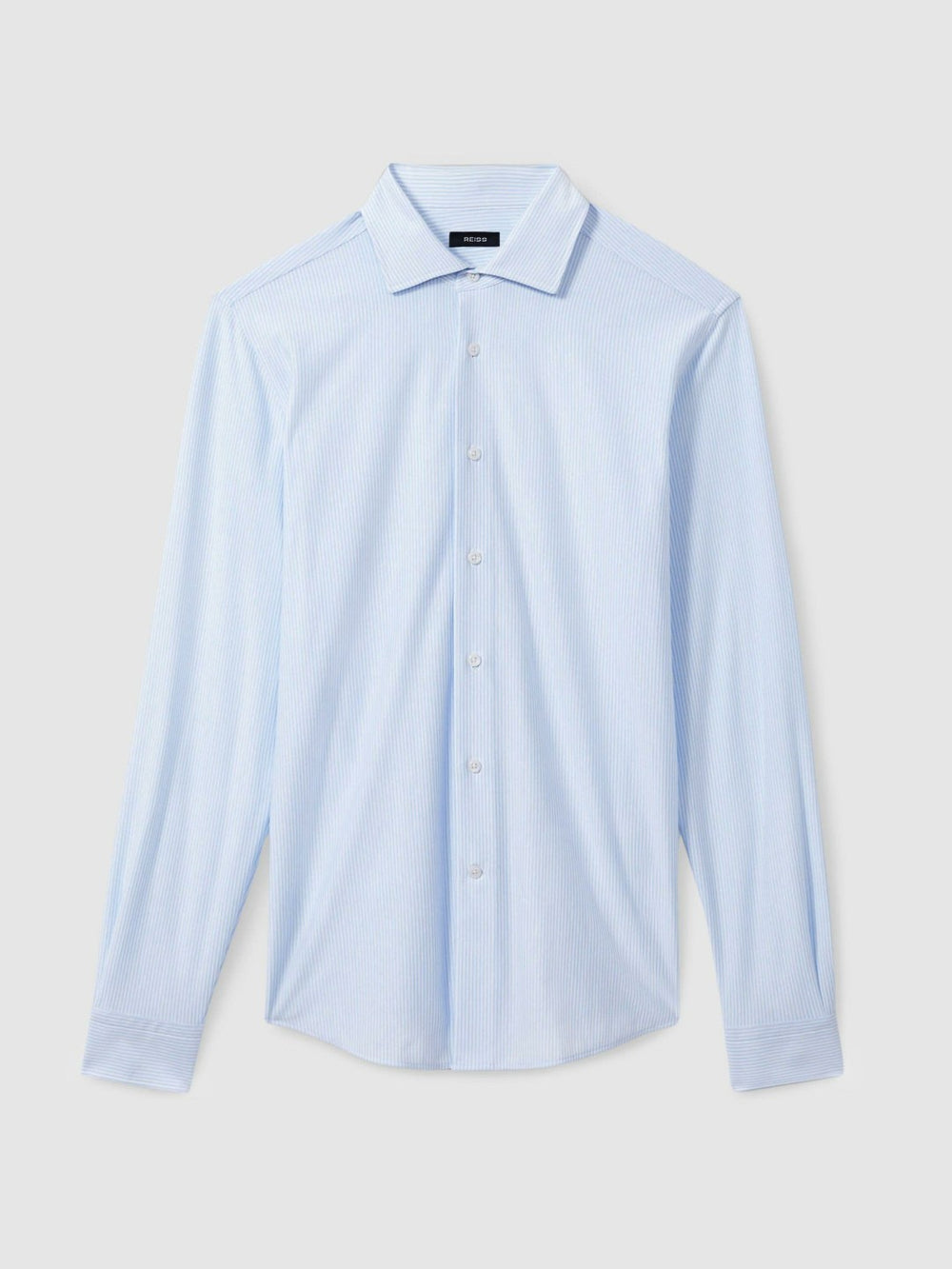 Cotton-Blend Cutaway-Collar Striped Shirt Blue Stripe | Men