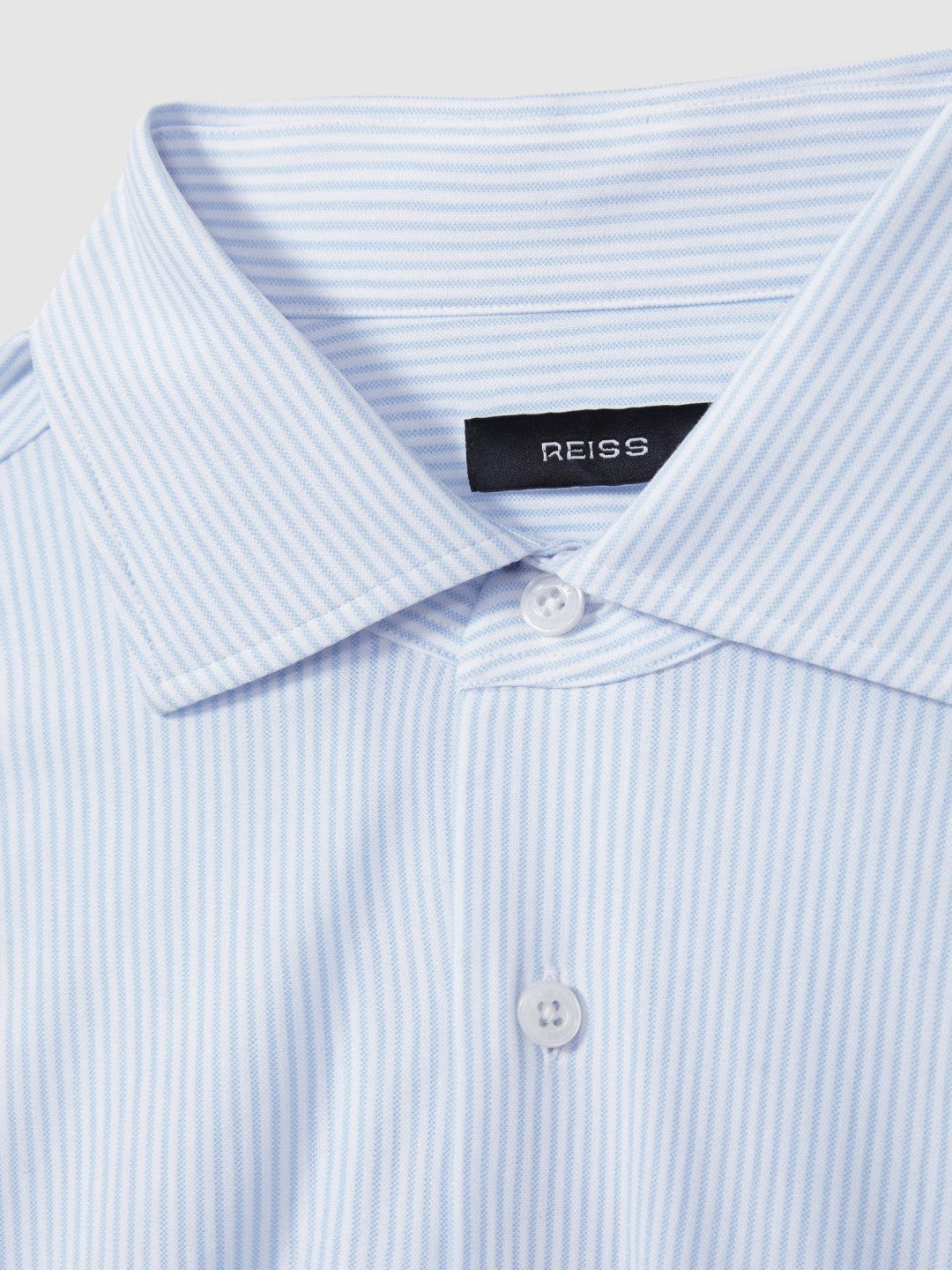 Cotton-Blend Cutaway-Collar Striped Shirt Blue Stripe | Men