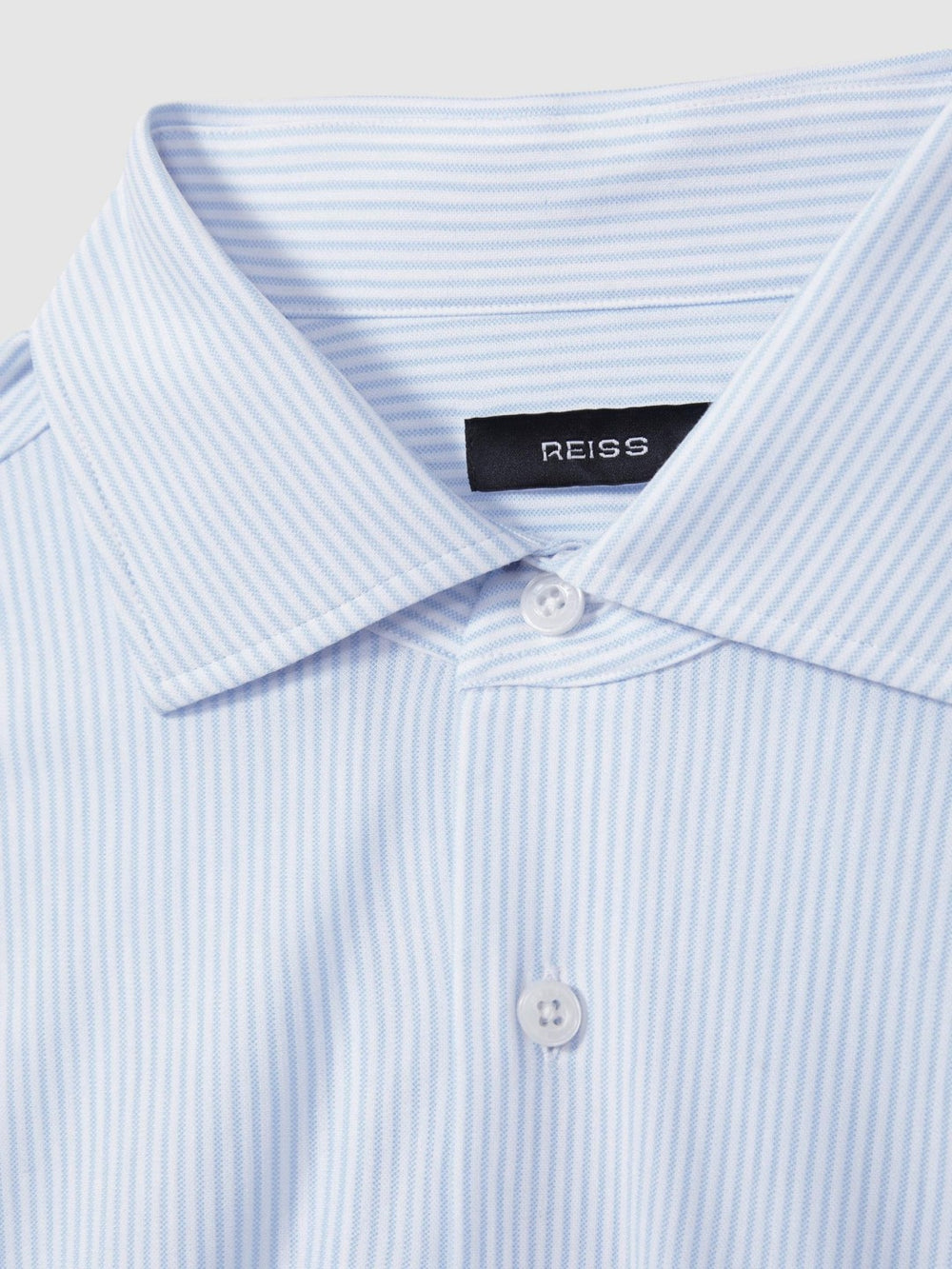 Cotton-Blend Cutaway-Collar Striped Shirt Blue Stripe | Men
