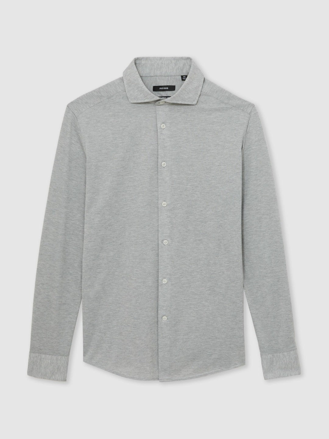 Cotton-Blend Jersey Cutaway-Collar Shirt Grey Melange | Men