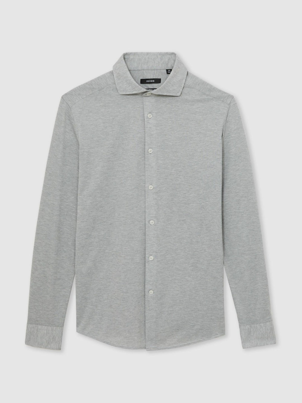 Cotton-Blend Jersey Cutaway-Collar Shirt Grey Melange | Men