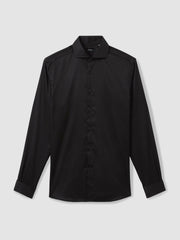 Regular Fit Slim-Fit Cotton Double-Cuff Shirt Black | Men
