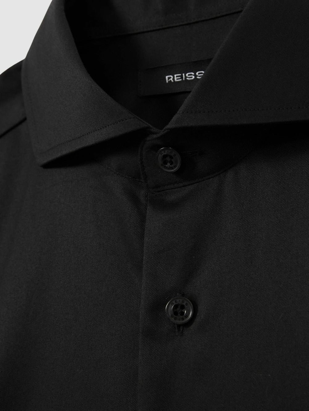 Regular Fit Slim-Fit Cotton Double-Cuff Shirt Black | Men