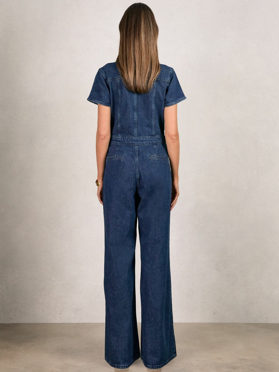 Good American Wide-Leg Denim Jumpsuit Dark Indigo | Women