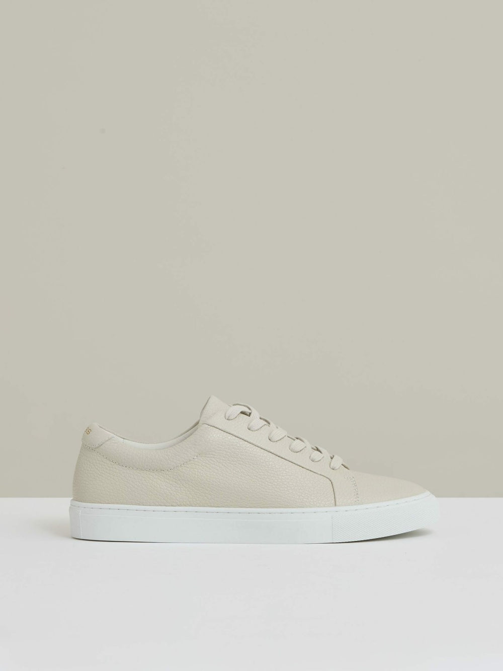 Tumbled-Leather Low-Top Trainers Off White | Men