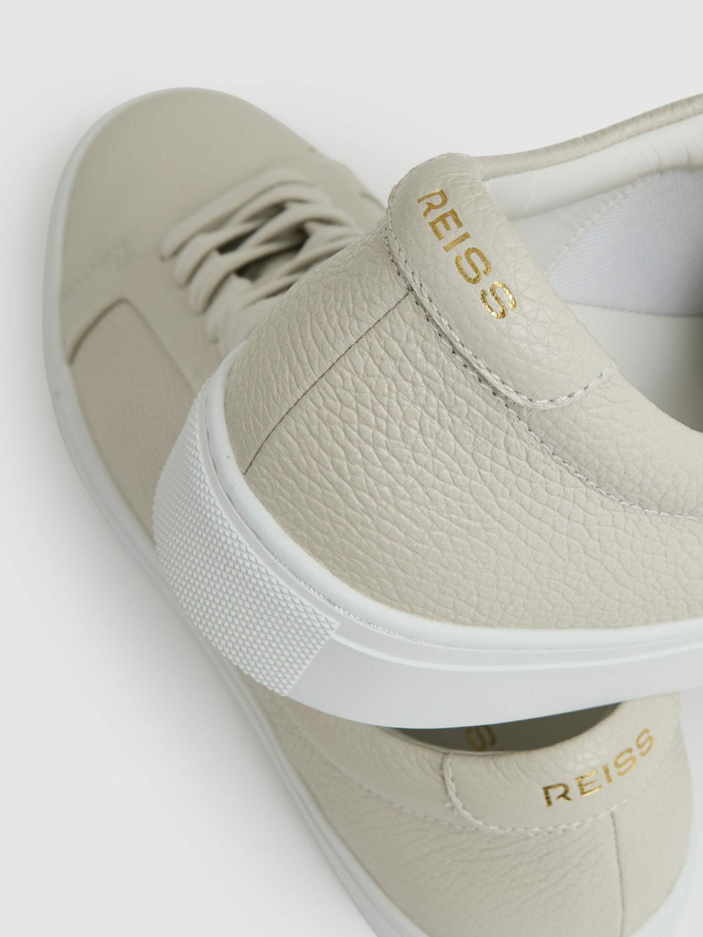 Tumbled-Leather Low-Top Trainers Off White | Men