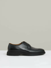 Leather Lace-Up Derby Shoes Black | Men