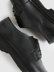 Leather Lace-Up Derby Shoes Black | Men