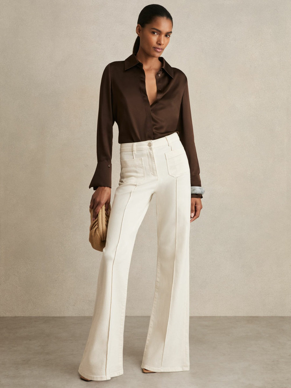 Silk Double-Cuff Button-Through Shirt Chocolate | Women