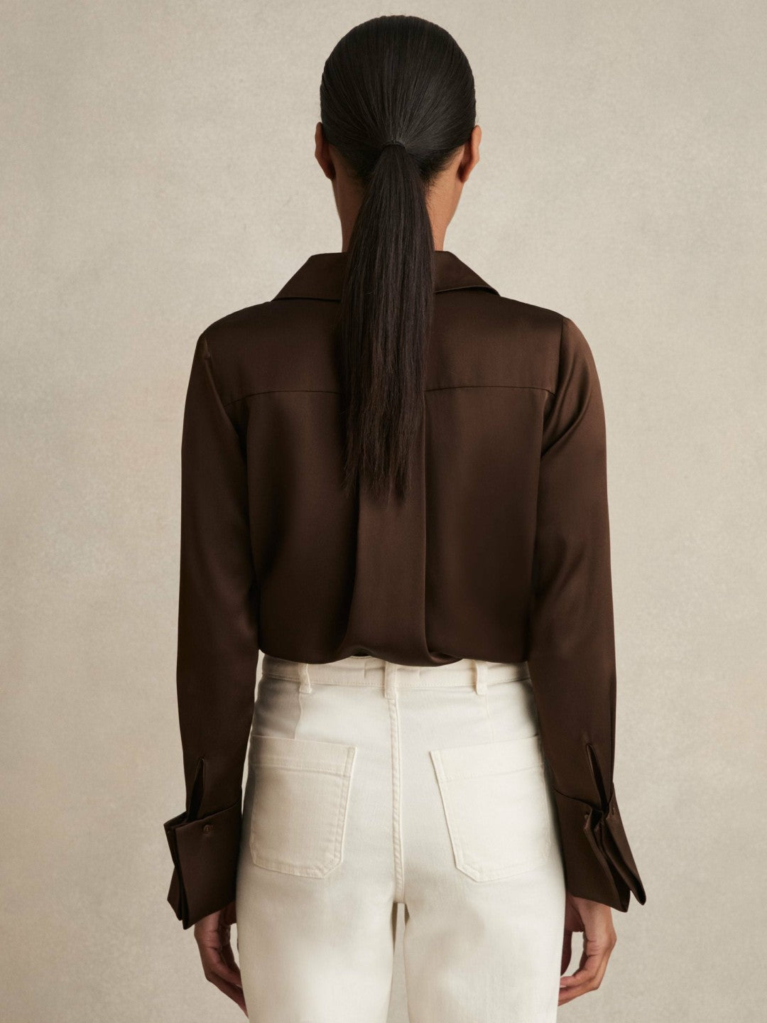Silk Double-Cuff Button-Through Shirt Chocolate | Women