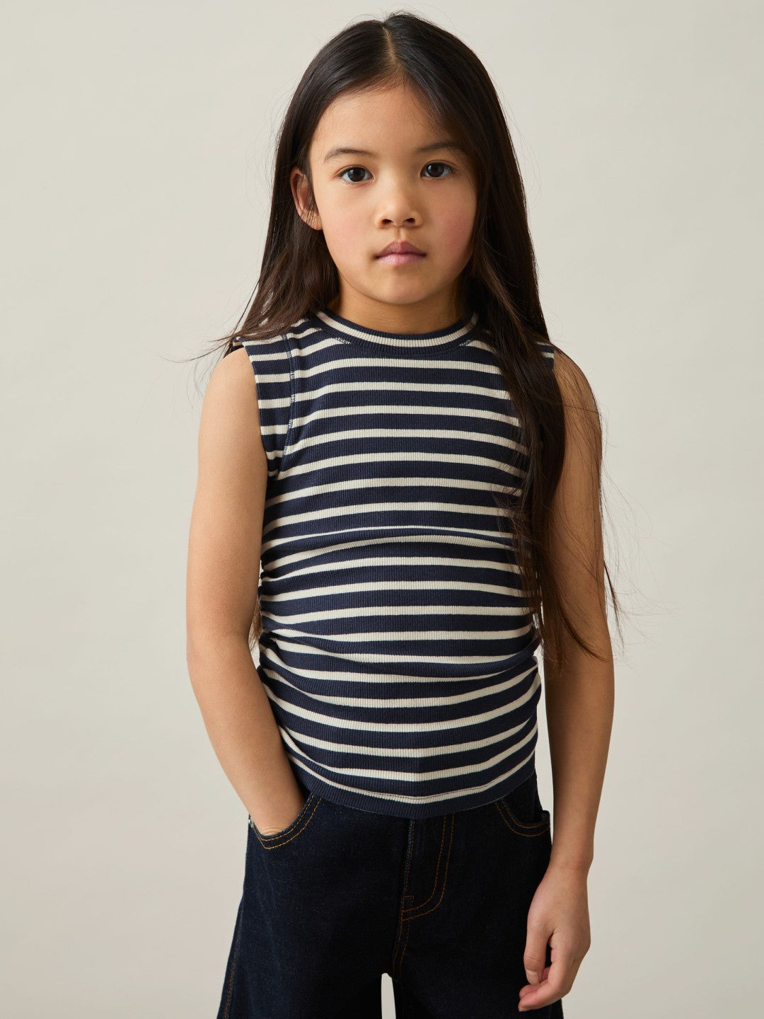 9-13 yrs Ruched Vest Top Navy/White | Children & Baby