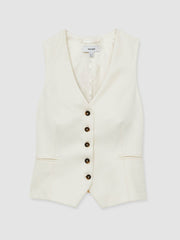 Single Breasted Tailored Waistcoat Cream | Women