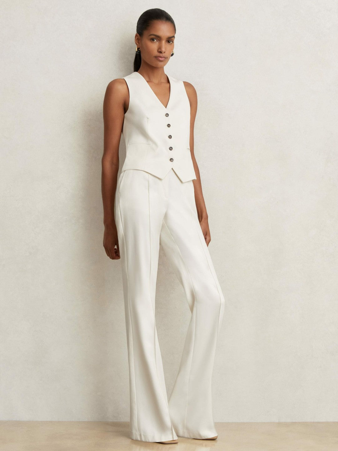 Single Breasted Tailored Waistcoat Cream | Women