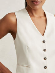 Single Breasted Tailored Waistcoat Cream | Women