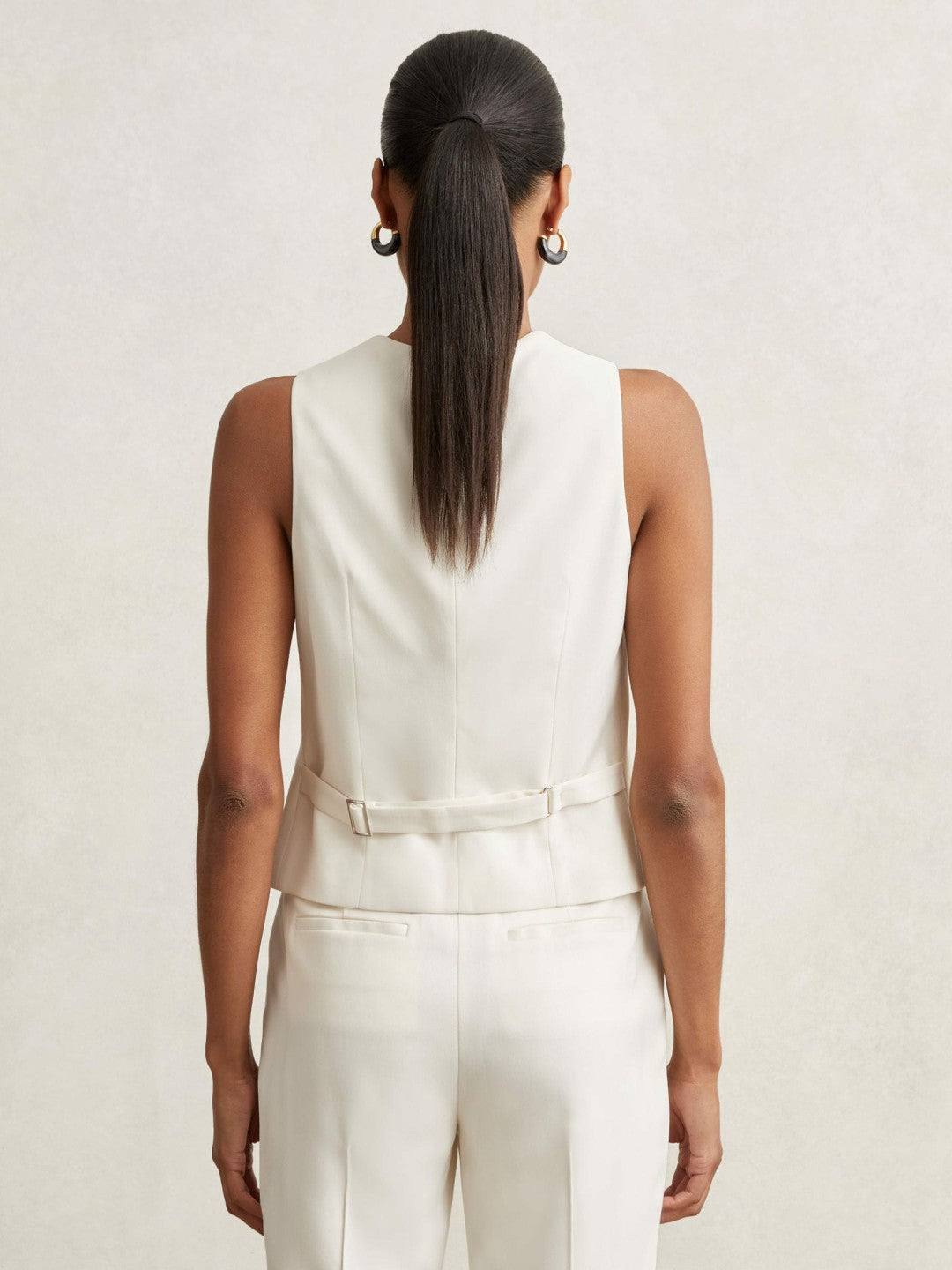 Single Breasted Tailored Waistcoat Cream | Women