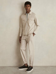 Drawstring Technical Cuffed Trousers Stone | Men