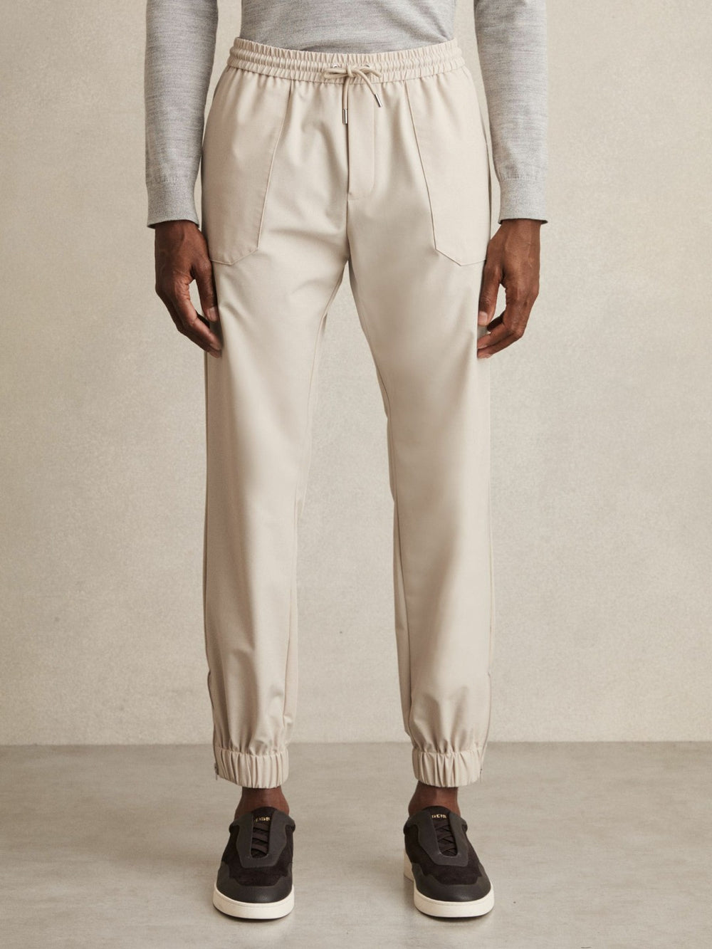Drawstring Technical Cuffed Trousers Stone | Men