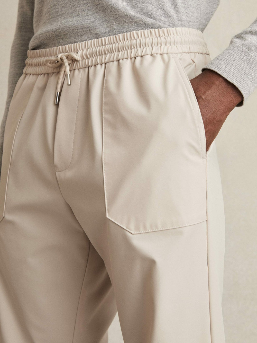Drawstring Technical Cuffed Trousers Stone | Men
