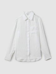 Linen Button-Through Shirt White | Women