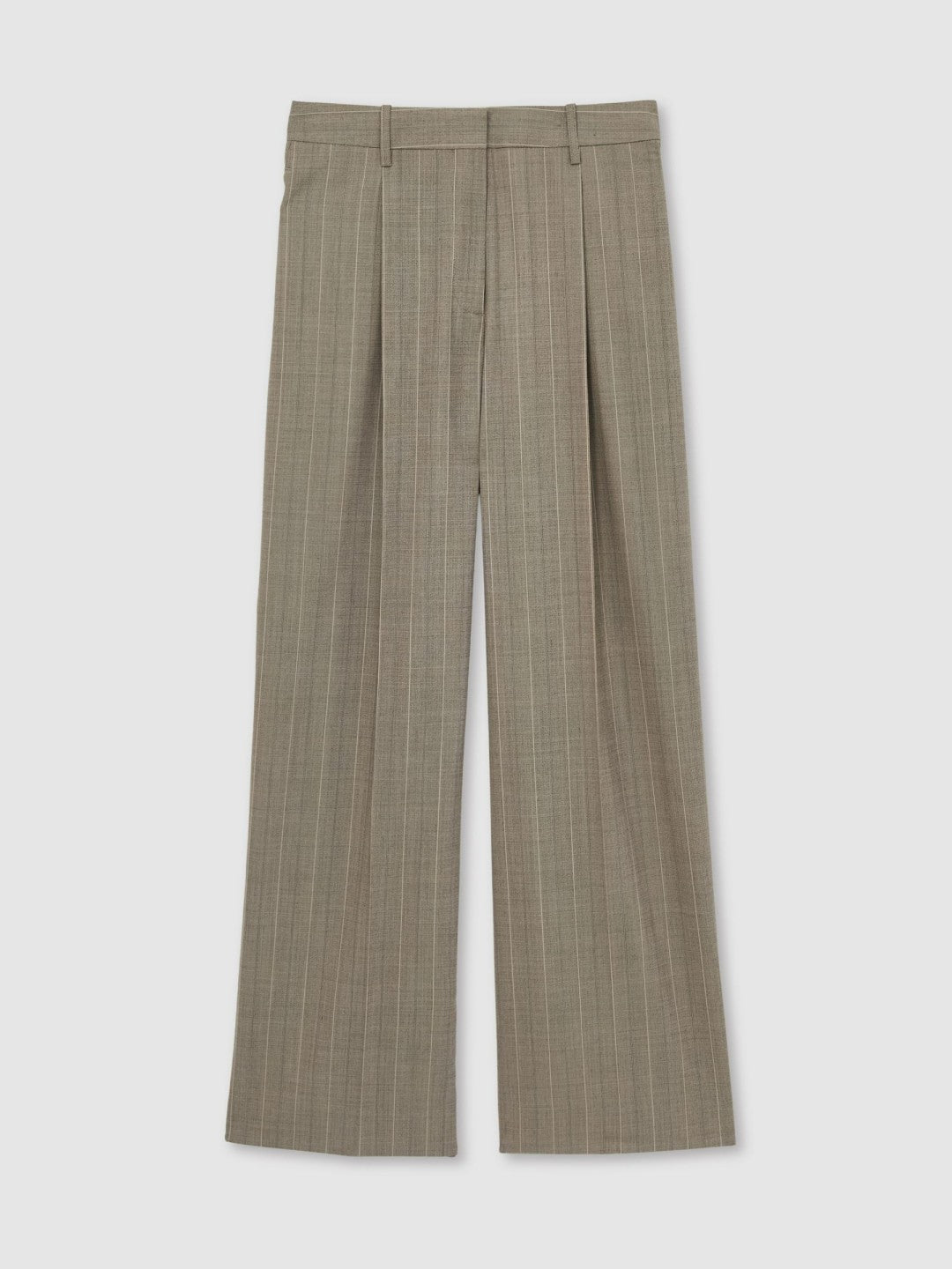 Wool-Blend Wide-Leg Pinstripe Trousers Grey | Women
