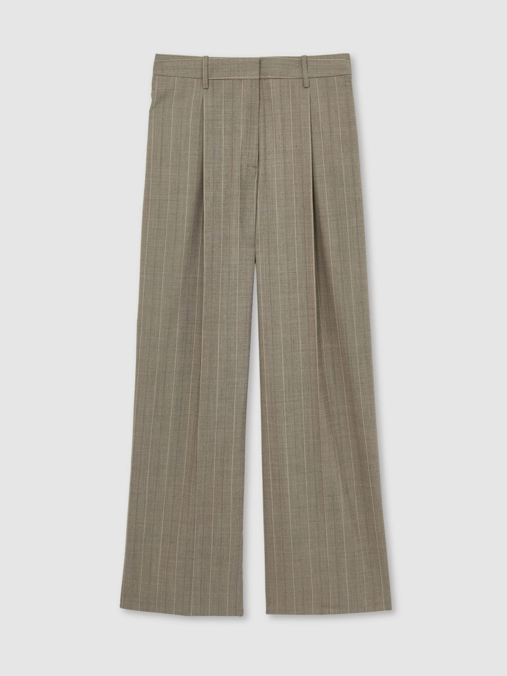 Wool-Blend Wide-Leg Pinstripe Trousers Grey | Women