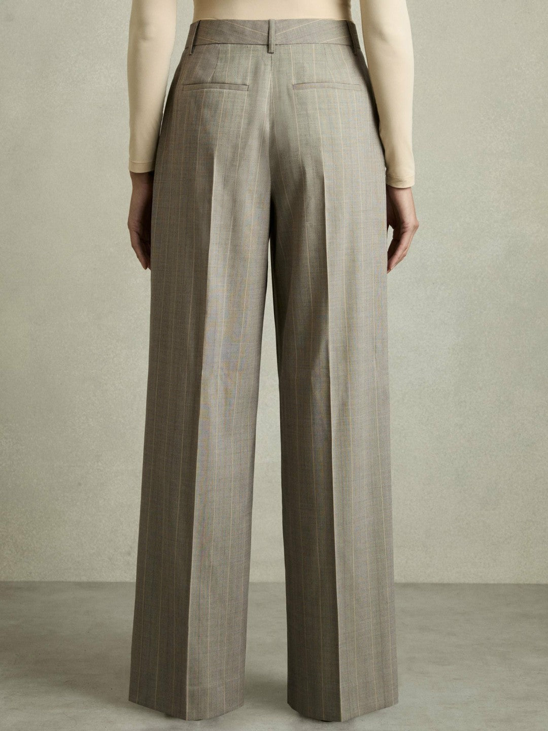 Wool-Blend Wide-Leg Pinstripe Trousers Grey | Women