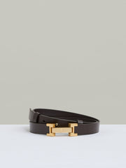 Leather Square Hinge Belt Chocolate | Women