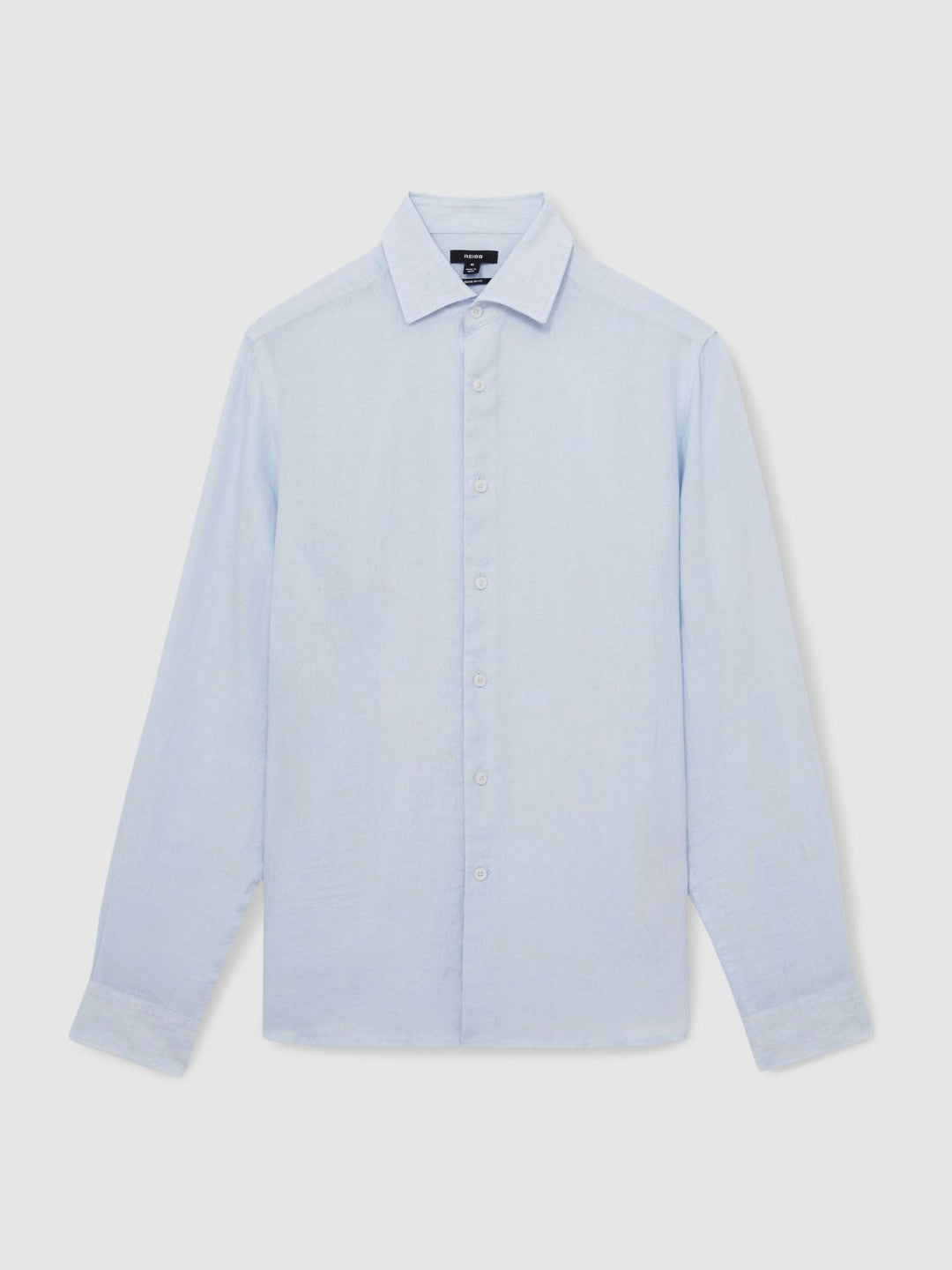 Linen Button-Through Shirt Pale Blue | Men