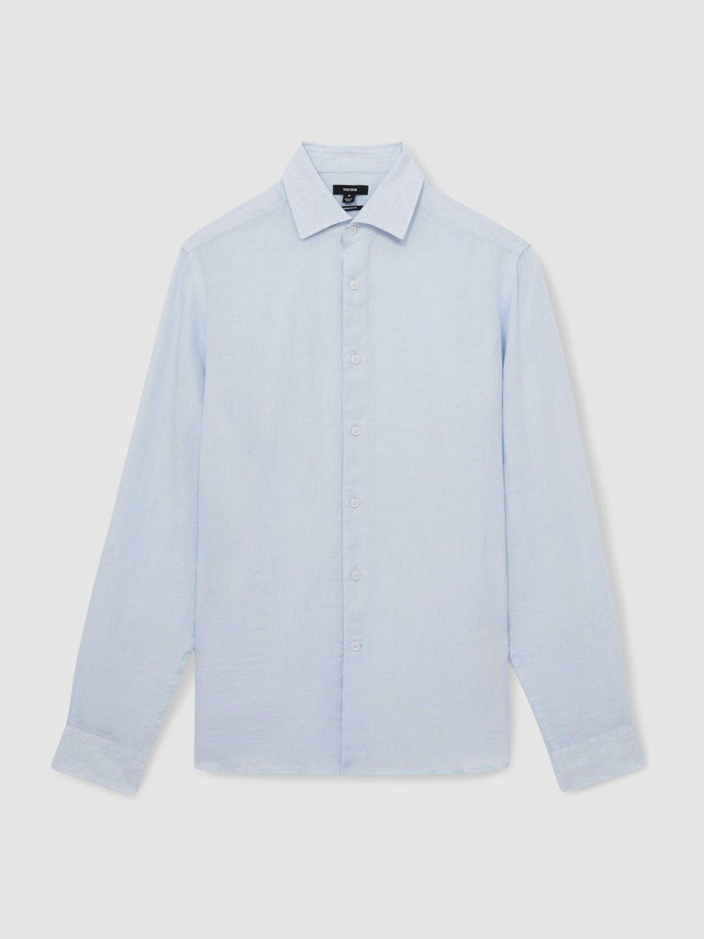 Linen Button-Through Shirt Pale Blue | Men