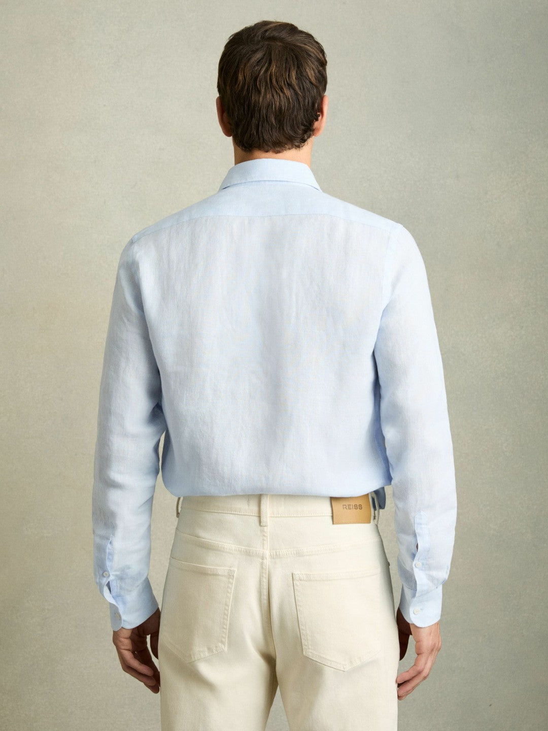Linen Button-Through Shirt Pale Blue | Men