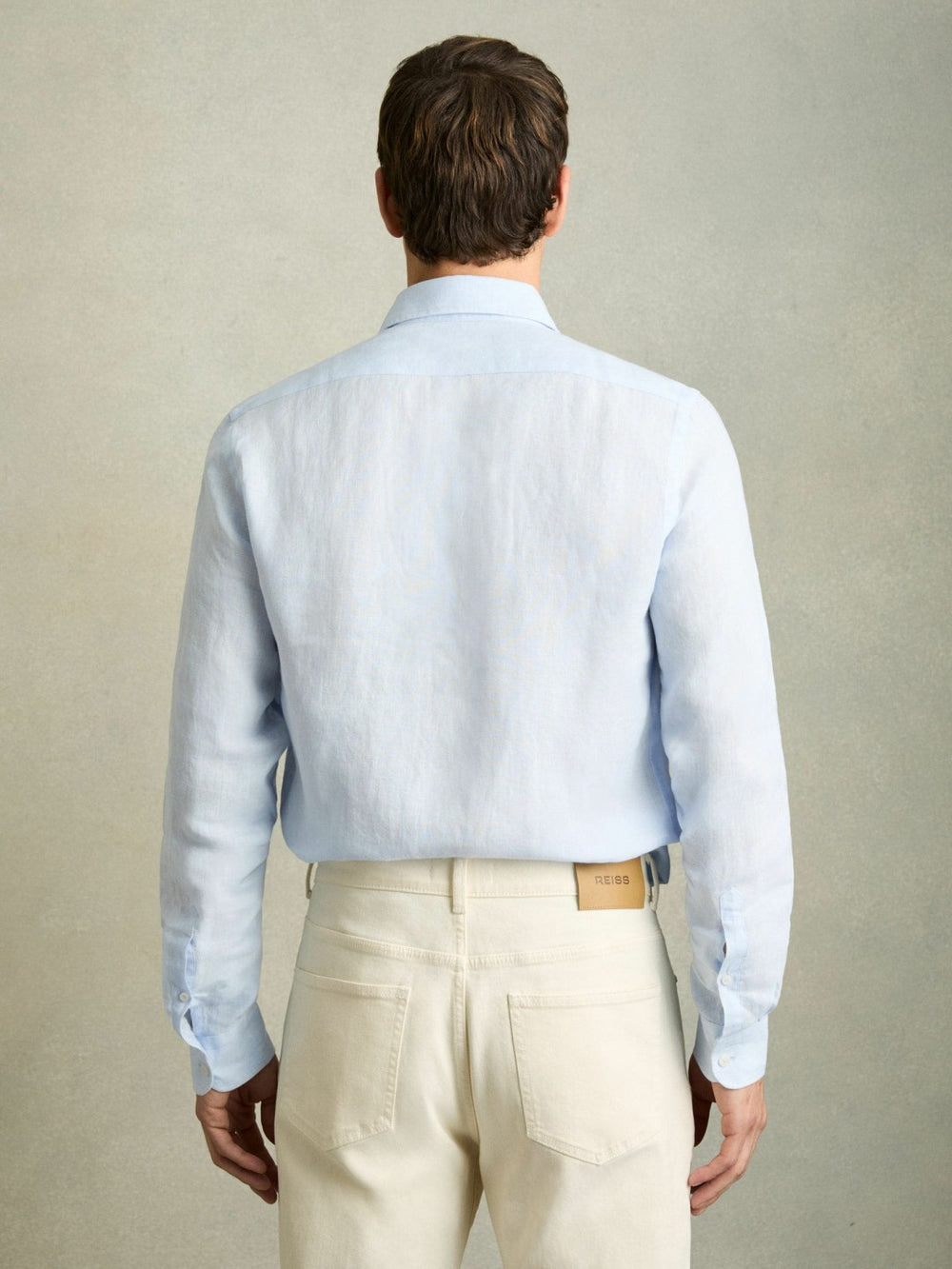 Linen Button-Through Shirt Pale Blue | Men