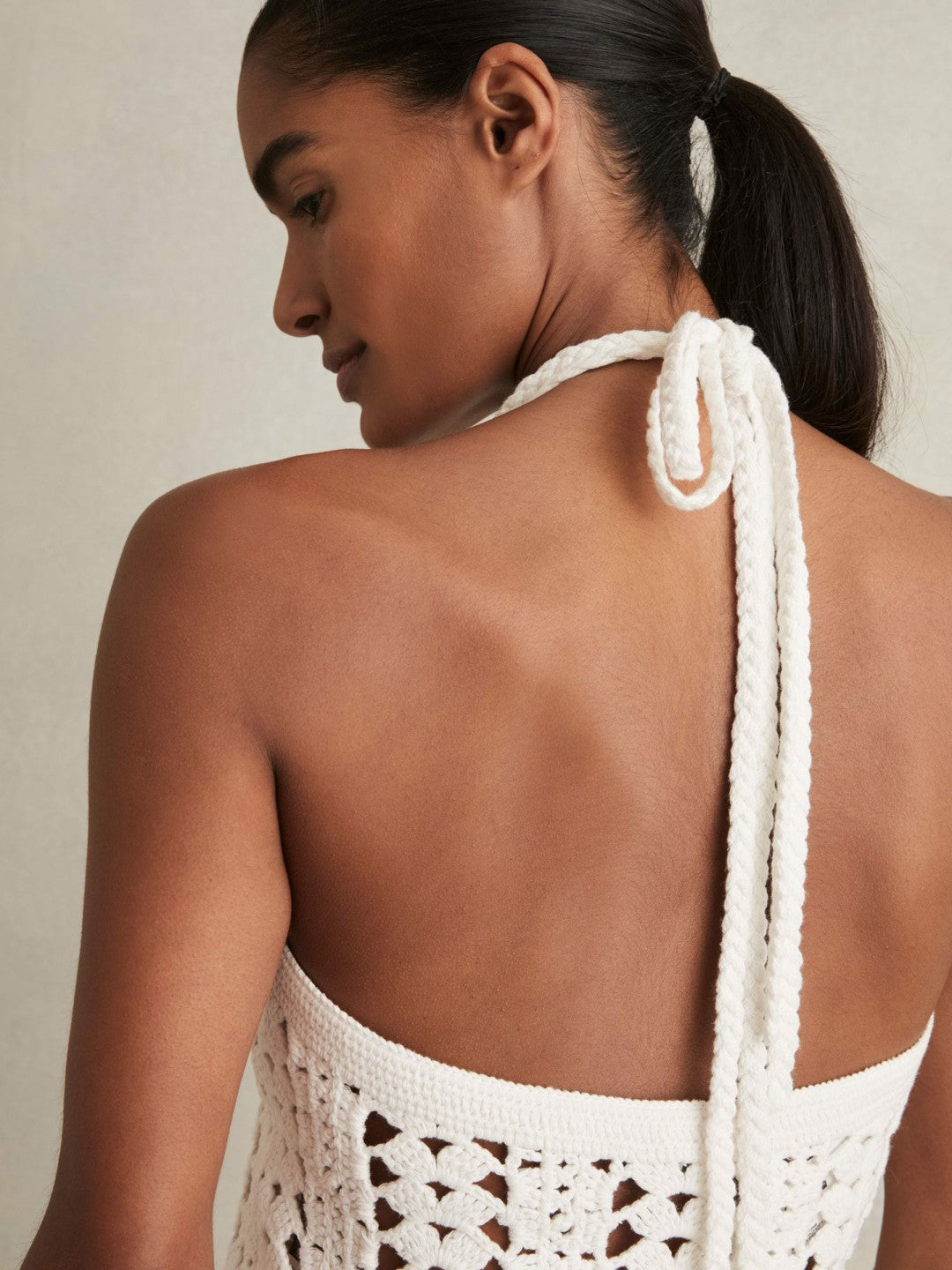 Cotton Crochet Halterneck Vest Top White | Women