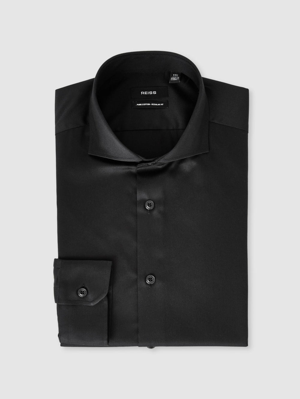 Regular Fit Cotton-Twill Two-Fold Shirt Slim-Fit Black | Men