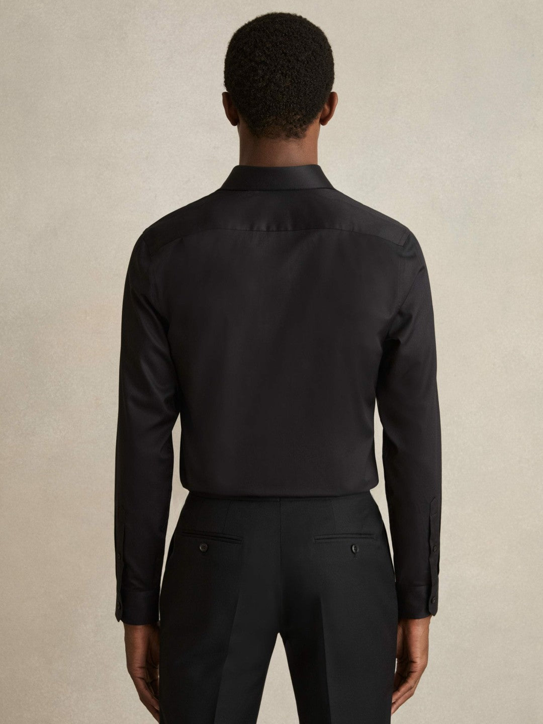 Regular Fit Cotton-Twill Two-Fold Shirt Slim-Fit Black | Men