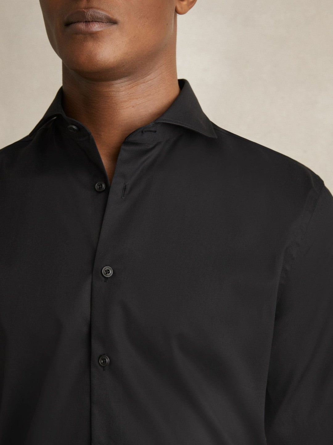 Regular Fit Cotton-Twill Two-Fold Shirt Slim-Fit Black | Men