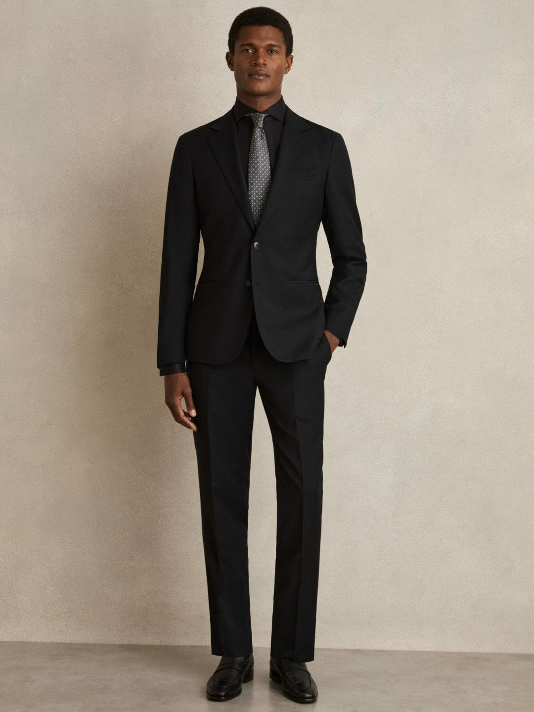 Regular Fit Cotton-Twill Two-Fold Shirt Slim-Fit Black | Men