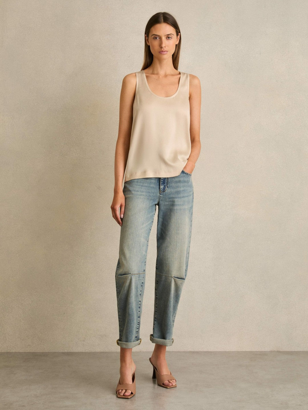 Silk-Front Cami Top Neutral | Women