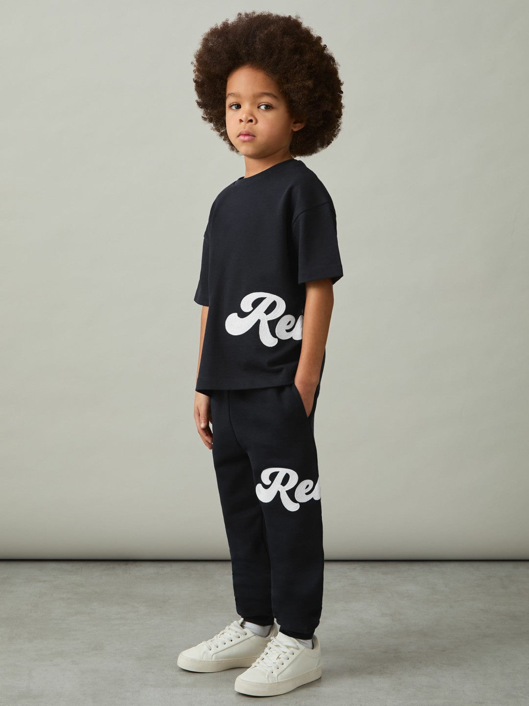 9-12 yrs Cotton Script-Logo Oversized T-Shirt Navy | Children & Baby