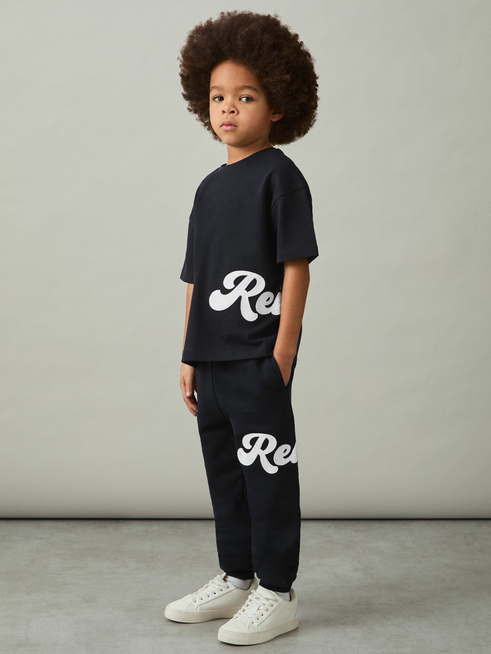 9-12 yrs Cotton Script-Logo Oversized T-Shirt Navy | Children & Baby