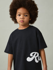 9-12 yrs Cotton Script-Logo Oversized T-Shirt Navy | Children & Baby