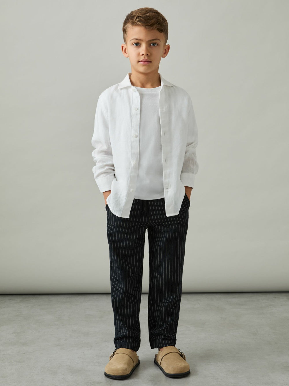 Linen-Blend Drawstring Trousers Navy Stripe | Children & Baby