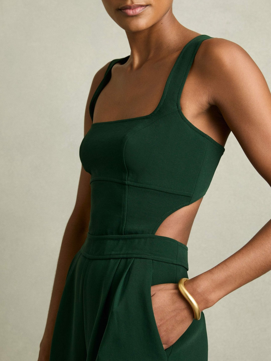 Wide-Leg Cut-Out Jumpsuit Green | Women