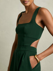 Wide-Leg Cut-Out Jumpsuit Green | Women