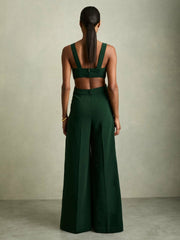 Wide-Leg Cut-Out Jumpsuit Green | Women