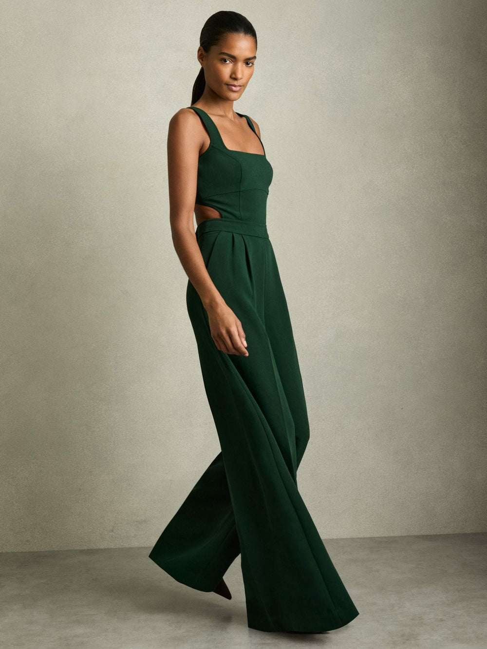 Wide-Leg Cut-Out Jumpsuit Green | Women