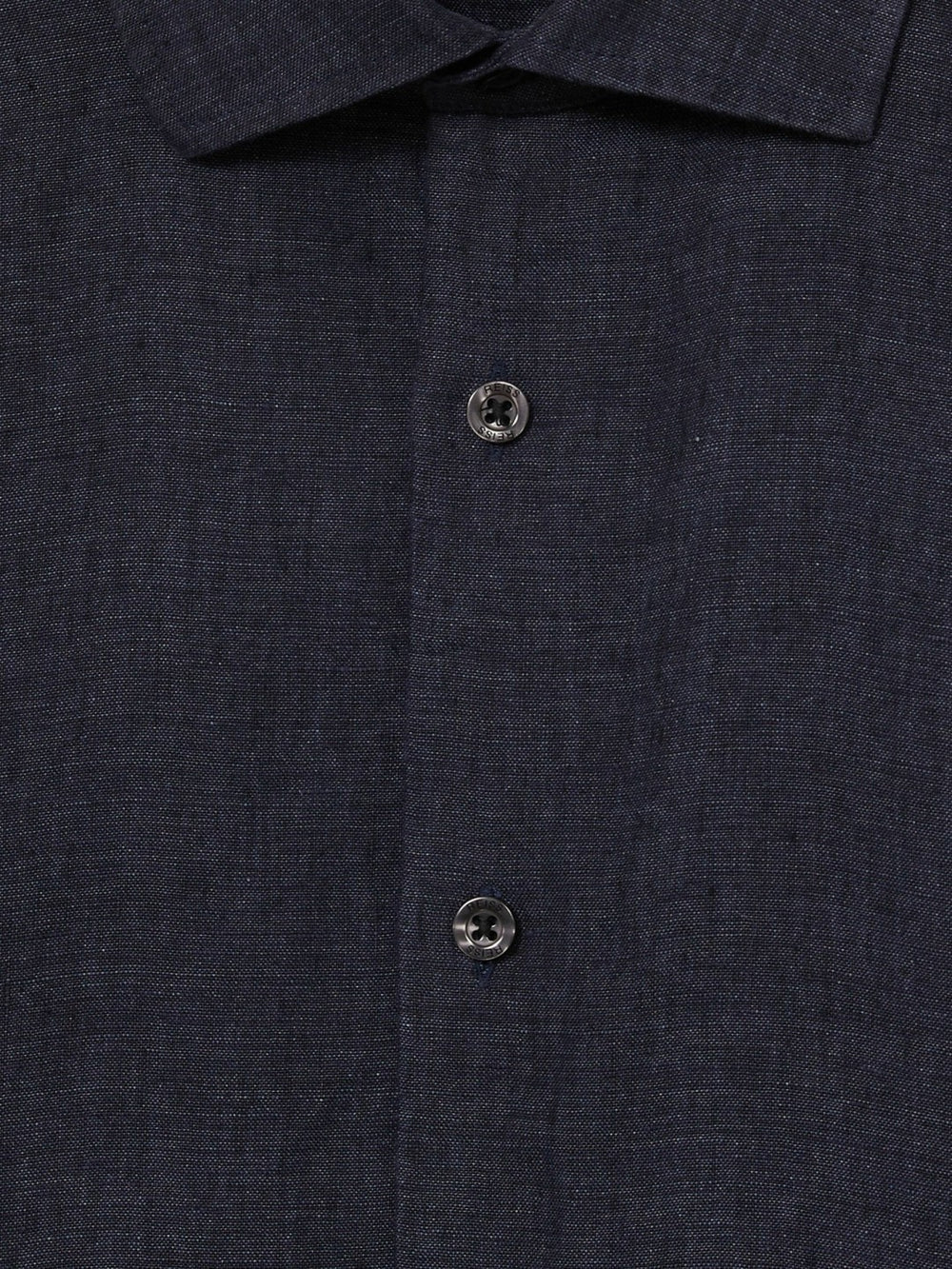 Slim Fit Linen Button-Through Shirt Navy | Men