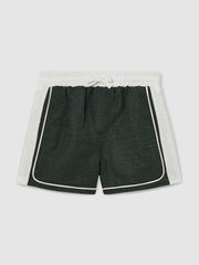 9-13 yrs Colour-Block Piped Swim Shorts Green/White | Children & Baby