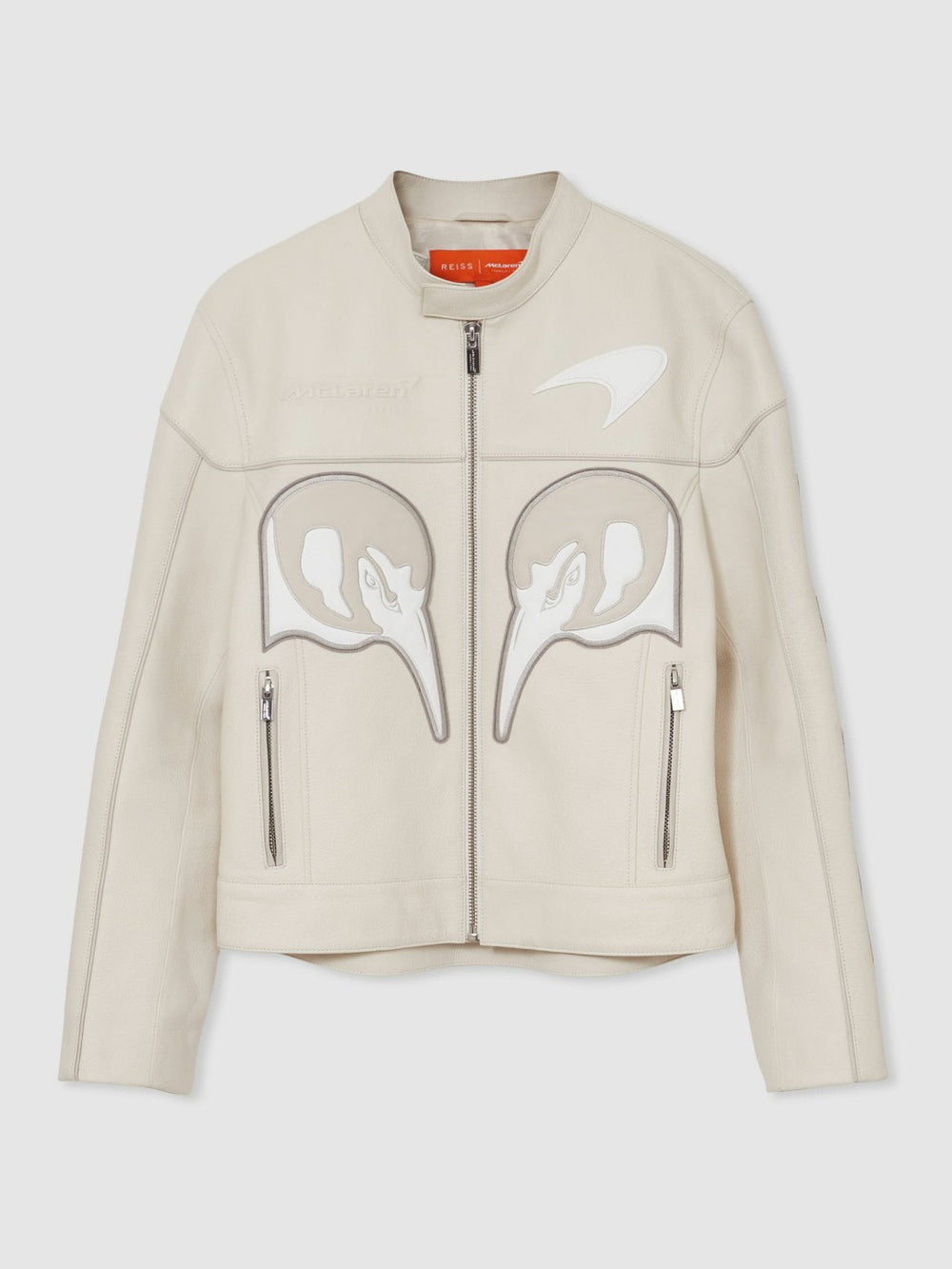 McLaren F1 Team Leather Biker Jacket Off White | Men