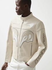 McLaren F1 Team Leather Biker Jacket Off White | Men